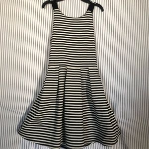 Black and white striped midi dress.